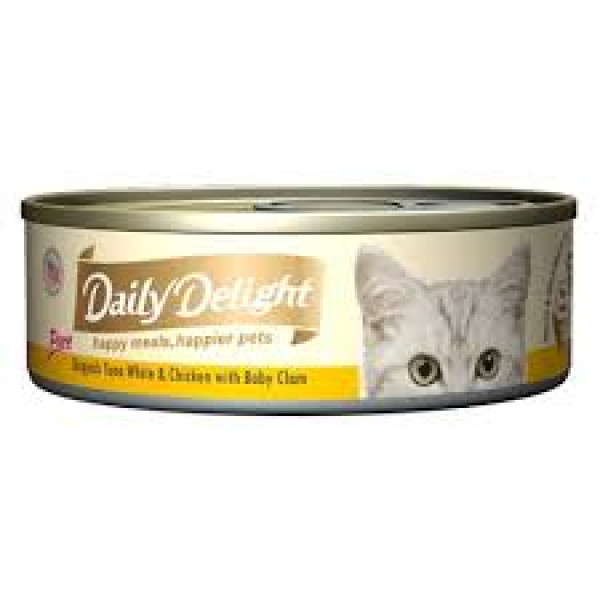 Daily Delight Skipjack Tuna white & Chicken with Baby Clam 白鰹吞拿魚+雞肉+BB蜆 80g X 24 罐